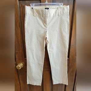 J Crew City Fit Sz 6 Cropped Yellow And White Pants W32 R 8.5 L 24.5